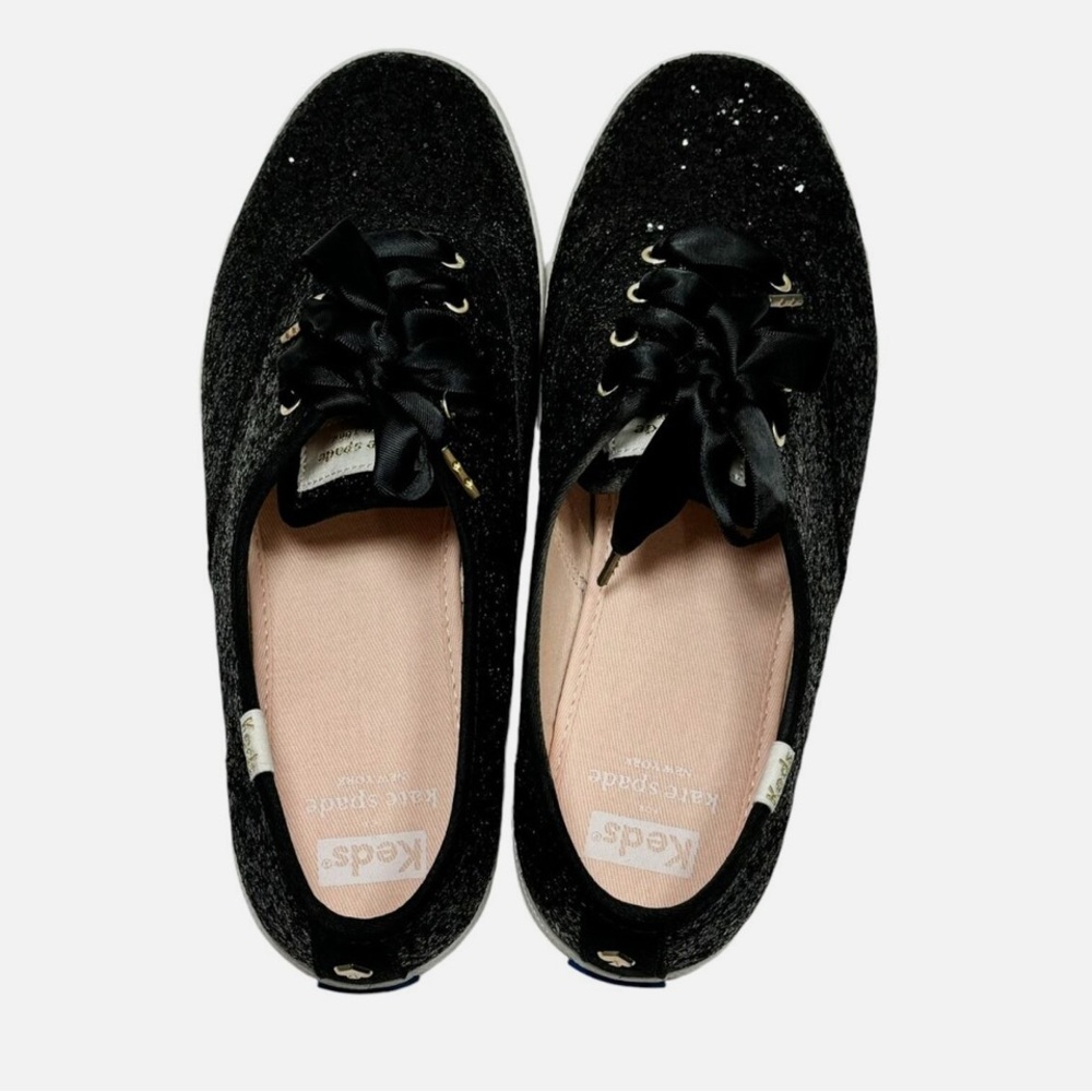 Keds x Kate Spade Champion Glitter Lace Up Sneakers Black Women Size 9.5 - Picture 2 of 13